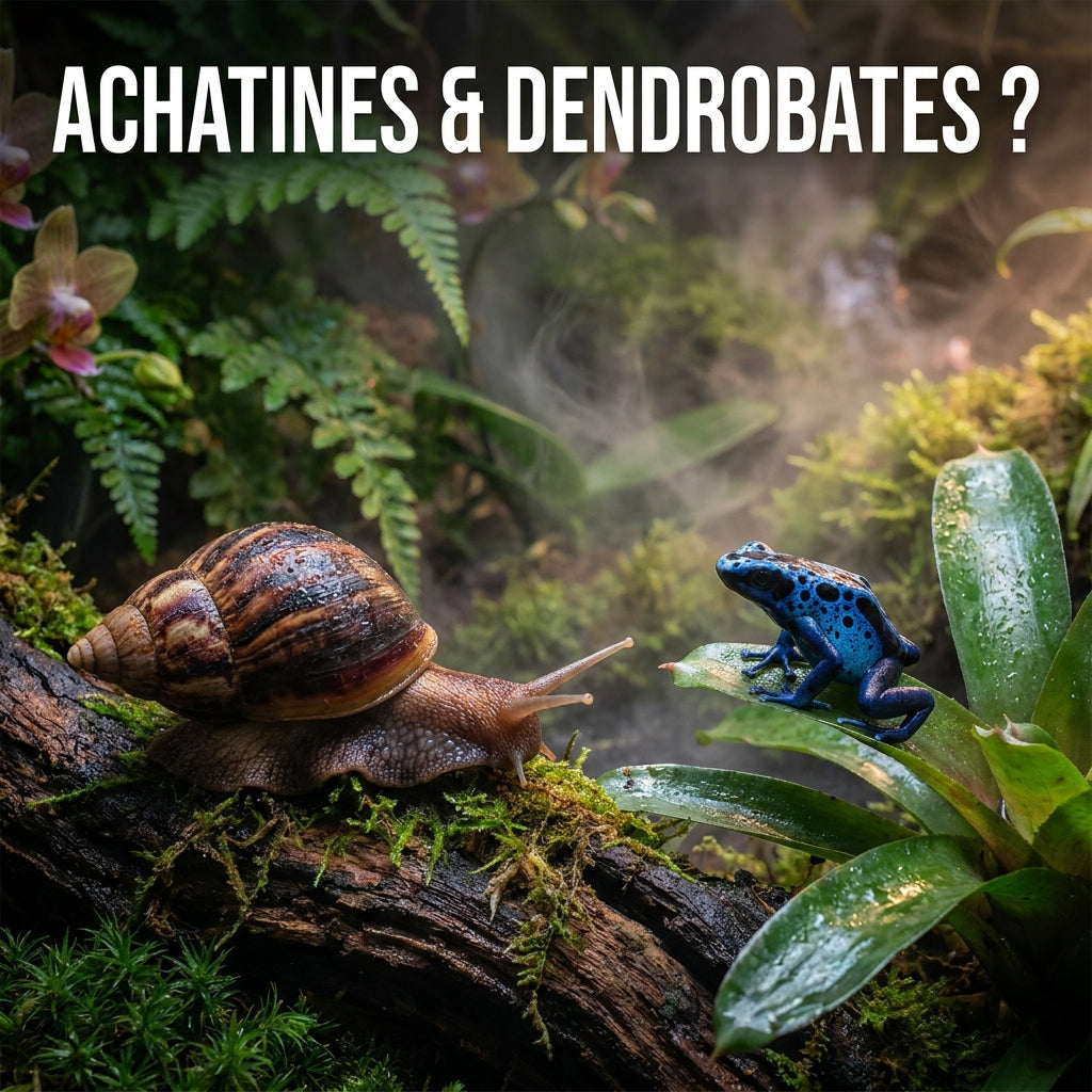 Achatines (escargots géants) en terrarium tropical : possible avec des dendrobates ?