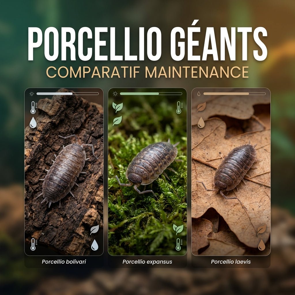 Porcellio géants : Bolivari, Expensus, Laevis — comparatif maintenance - TerraLife