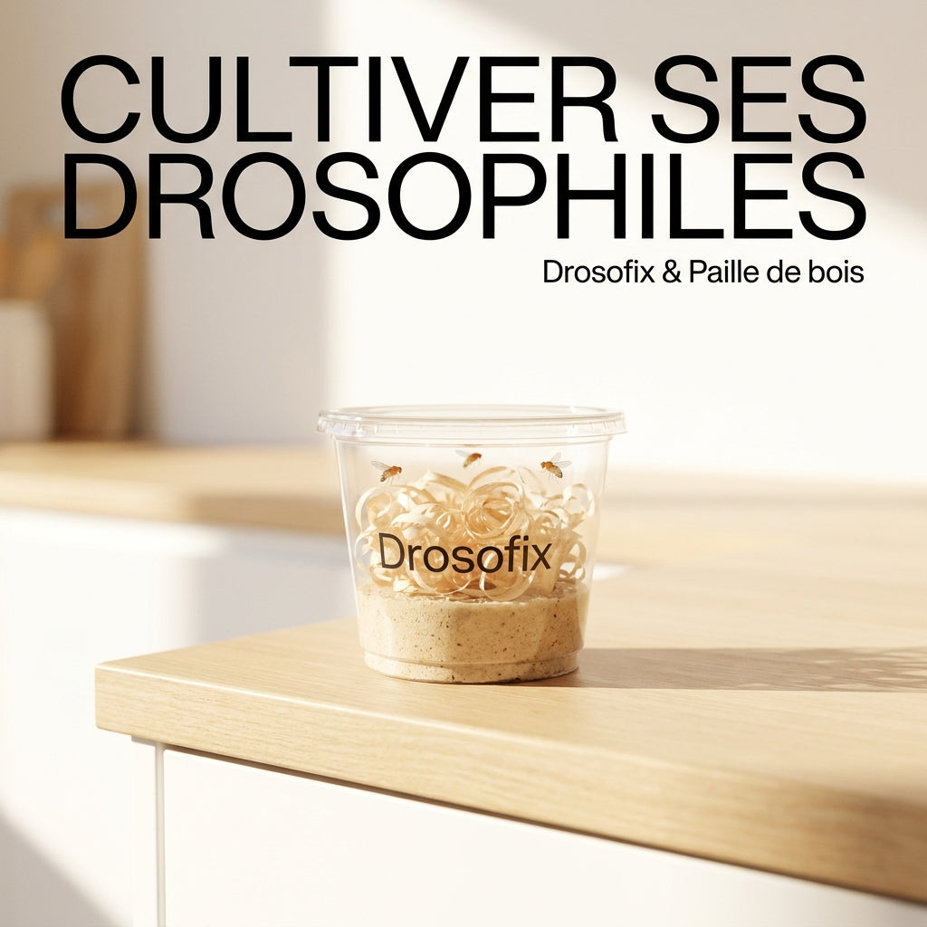 Cultiver ses drosophiles à la maison : Drosofix, gobelets, paille de bois