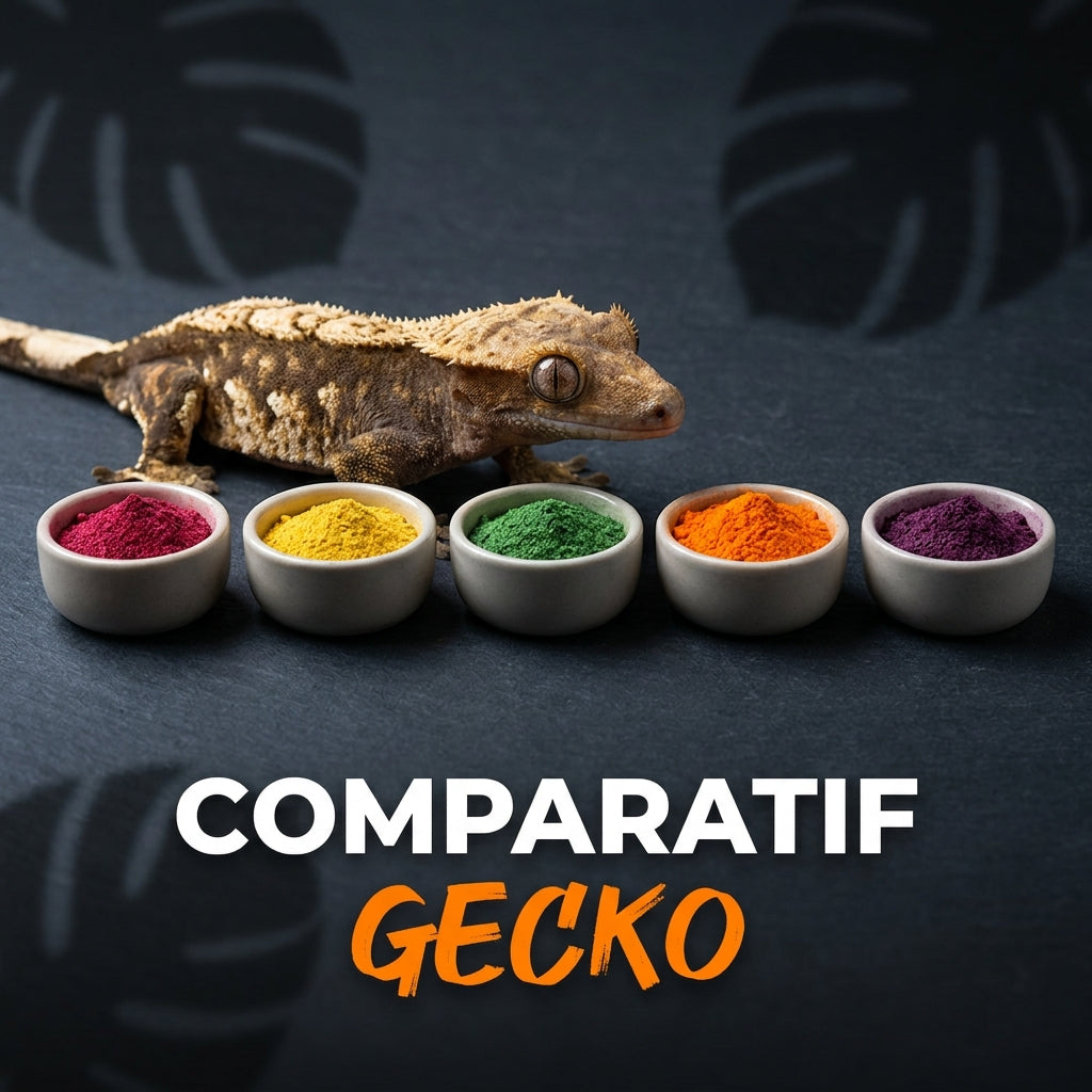 NEKTON, Pangea, Blue River, Hikari, Arcadia : comparatif des poudres pour gecko à crête