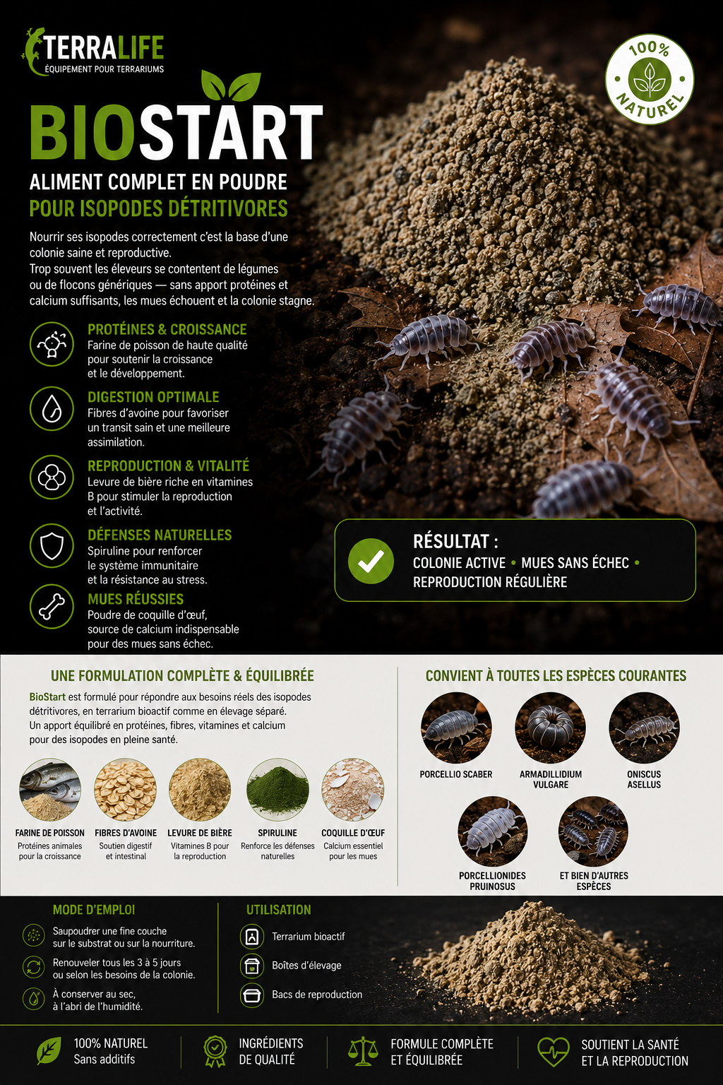 BioStart — Aliment complet pour isopodes en poudre | TerraLife