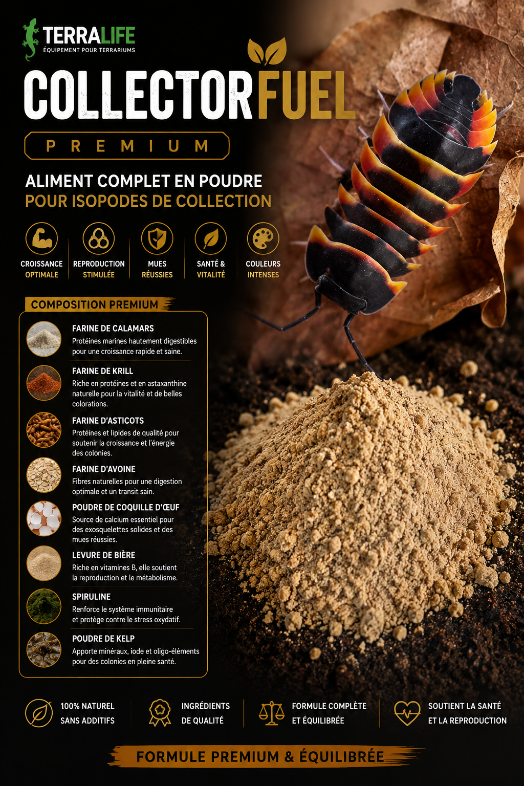 CollectorFuel — Aliment premium pour isopodes collector en poudre  TerraLife